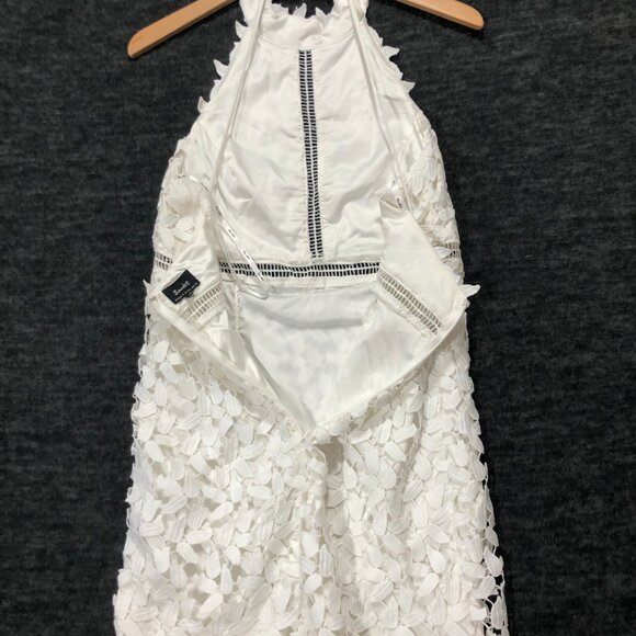 BARDOT Gemma White Lace Sleeveless Halter‎ Midi Dress Size L Bridal Wedding - Picture 4 of 5